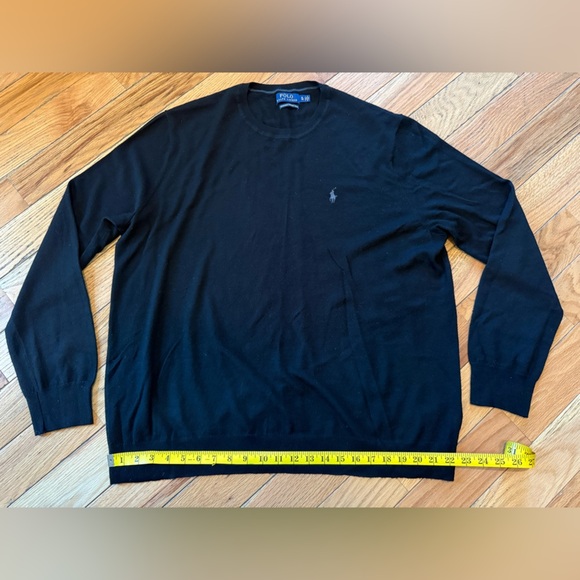 Polo Ralph Lauren 100% Merino Wool Crew Neck Black Lightweight Sweater Men Sz XL - Picture 8 of 11